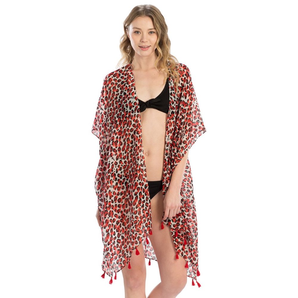 LOF Leopard Pattern Print Cover Up Kimono